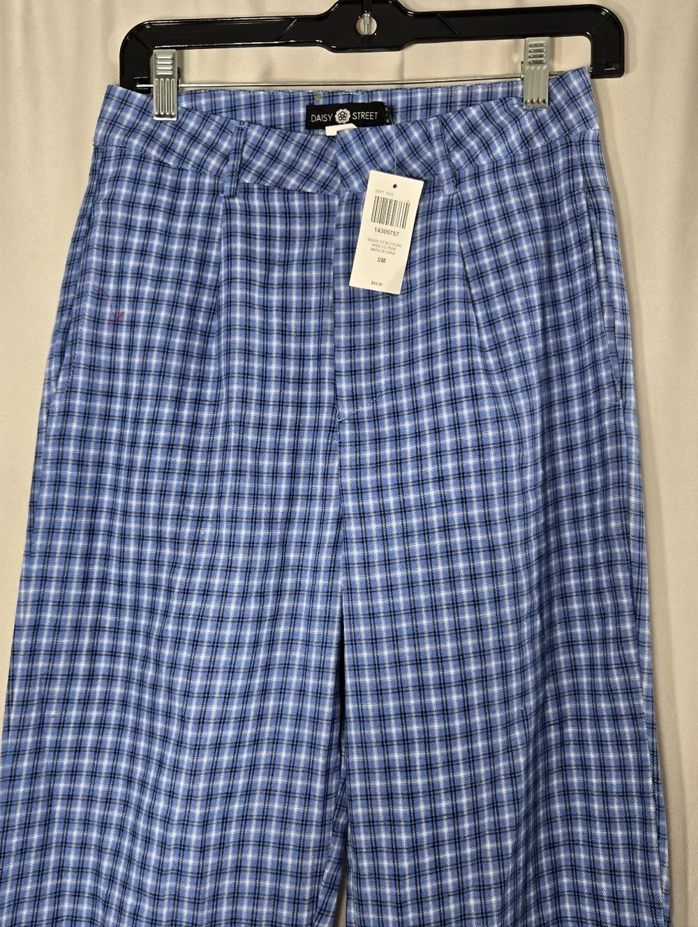 Daisy Street For Hot Topic Blue Plaid Wide Leg Trouser Blue NWT Sz Small